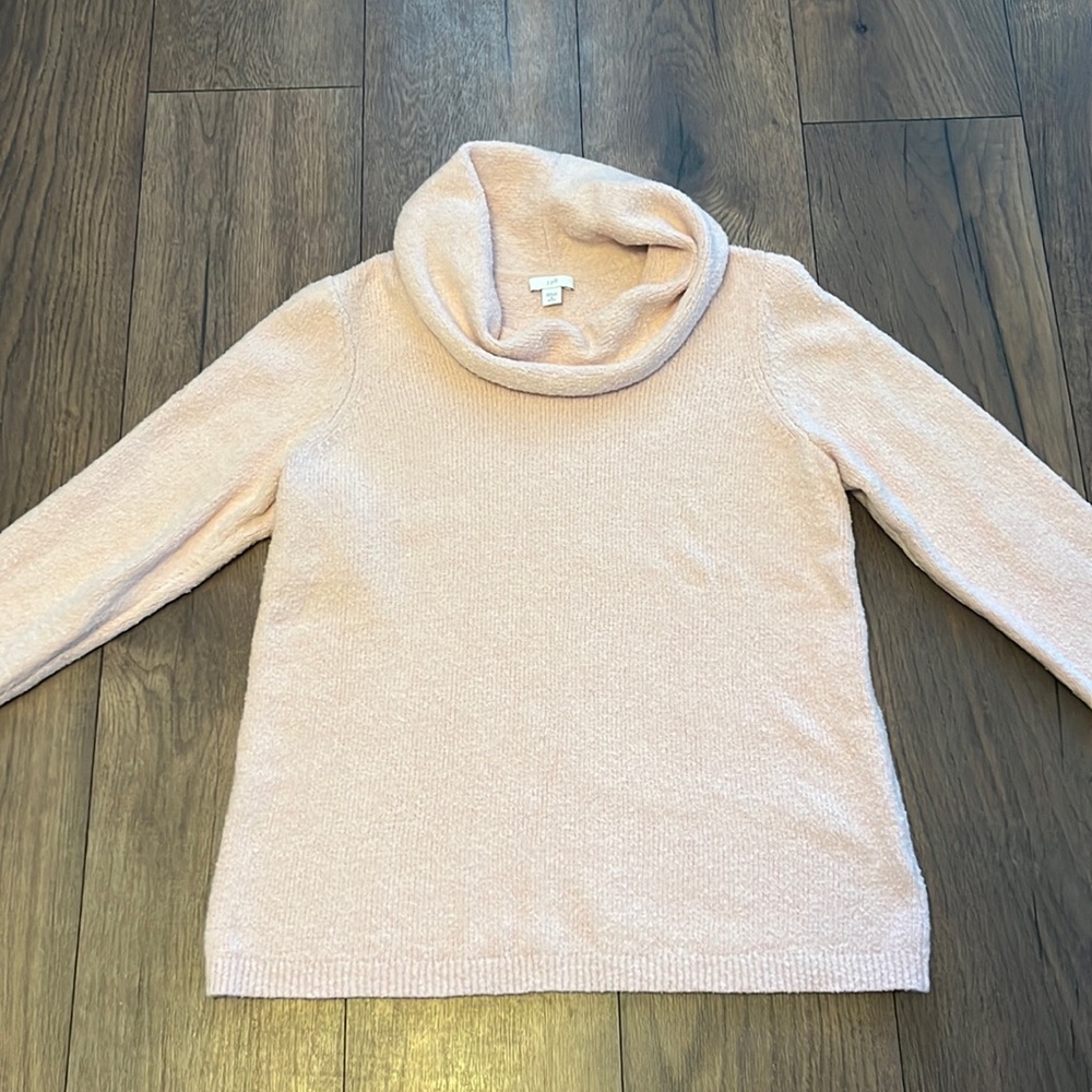 J. Jill pink cowl neck sweater cotton/wool blend small petite